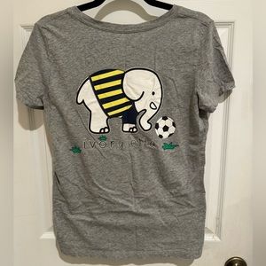 Ivory Ella Soccer Shirt, Medium Short Sleeve Shirt, Elephant Playing Soccer